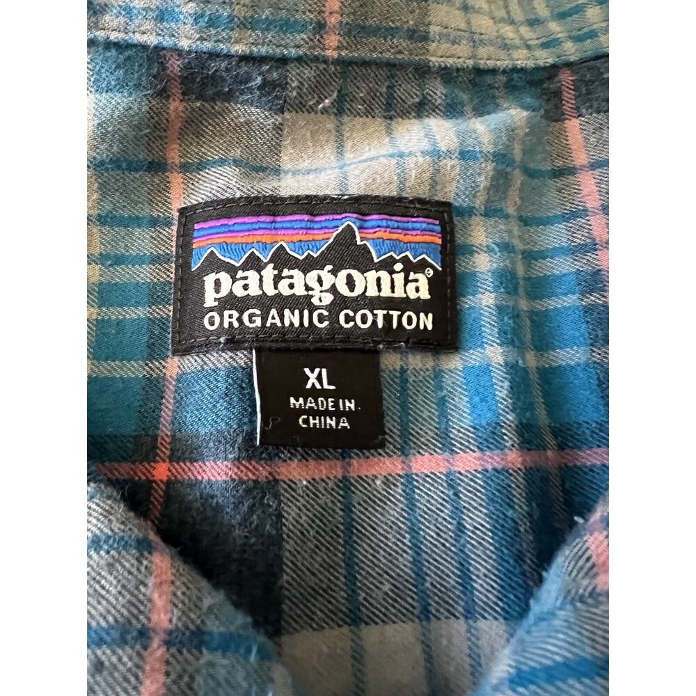 PATAGONIA Vintage Blue Plaid Flannel Button Down Organic Cotton Shirt - Picture 3 of 7